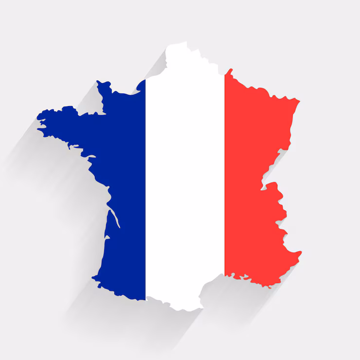 Kaart van Frankrijk met Franse vlag